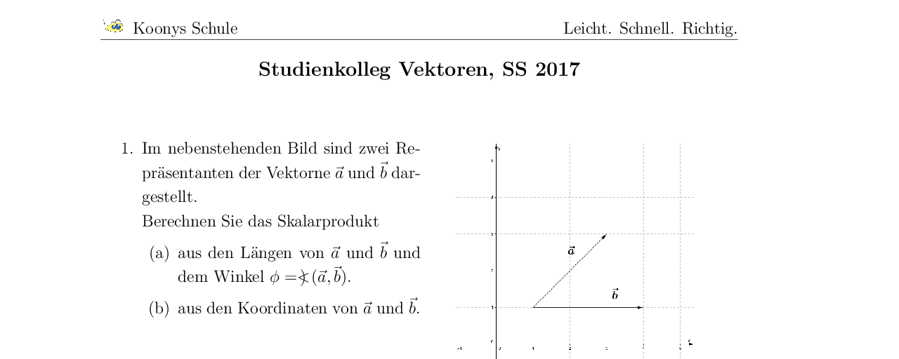 Vorschaubild des Übungsblattes Studienkolleg Vektoren, SS 2017